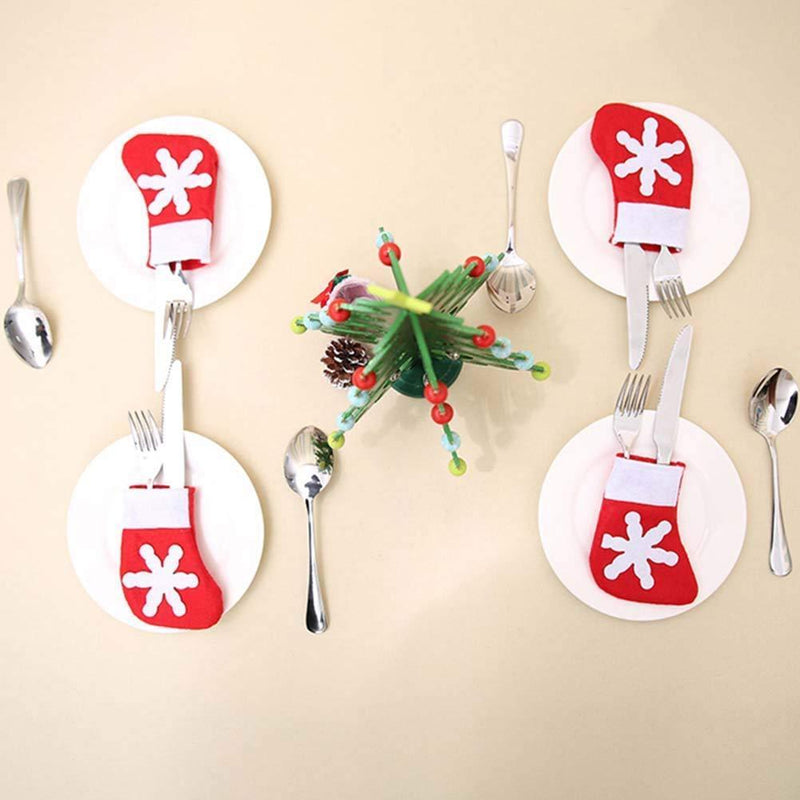 Christmas Cutlery Holder Pocket Bags for Forks Spoons Xmas Decor