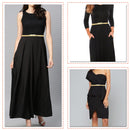 10mm Gold Skinny Metal Thin Stretchable Spring Waist Belt, Women Fashion Accessory - 60cm, 65cm, 70cm