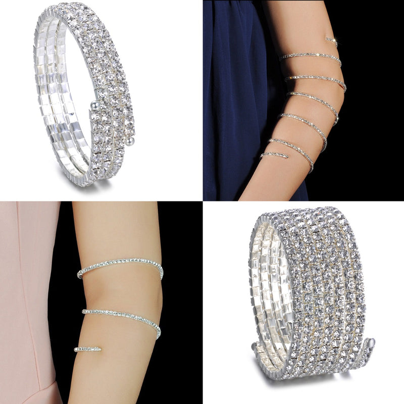 Silver Diamante Spring Bracelet for Women Fashion Jewellery