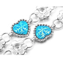 Women's Rhinestone Diamond Design Waist Chain Belt with Hearts & Flowers Fashion Accessory - White, Blue, Pink