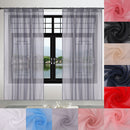 Voile Curtains Woven Semi-Transparent Sheer Slot Top Chiffon Curtain - 2 Panels
