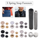 S Spring Press Studs Flat Alloy Cap 4 Parts Fasteners With Hand Tool For DIY Projects, Leather Craft