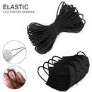 Black 2.5mm Wide Soft Elastic Band Round Thin Earloop Cord For Sewing, Face Mask DIY Crafts