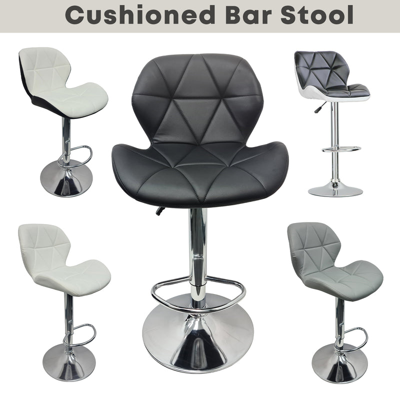 Modern Bar Stools, Leatherette Exterior Adjustable Swivel Chair with PU Leather, Backrest & Footrest for Breakfast Bar Table, Kitchen