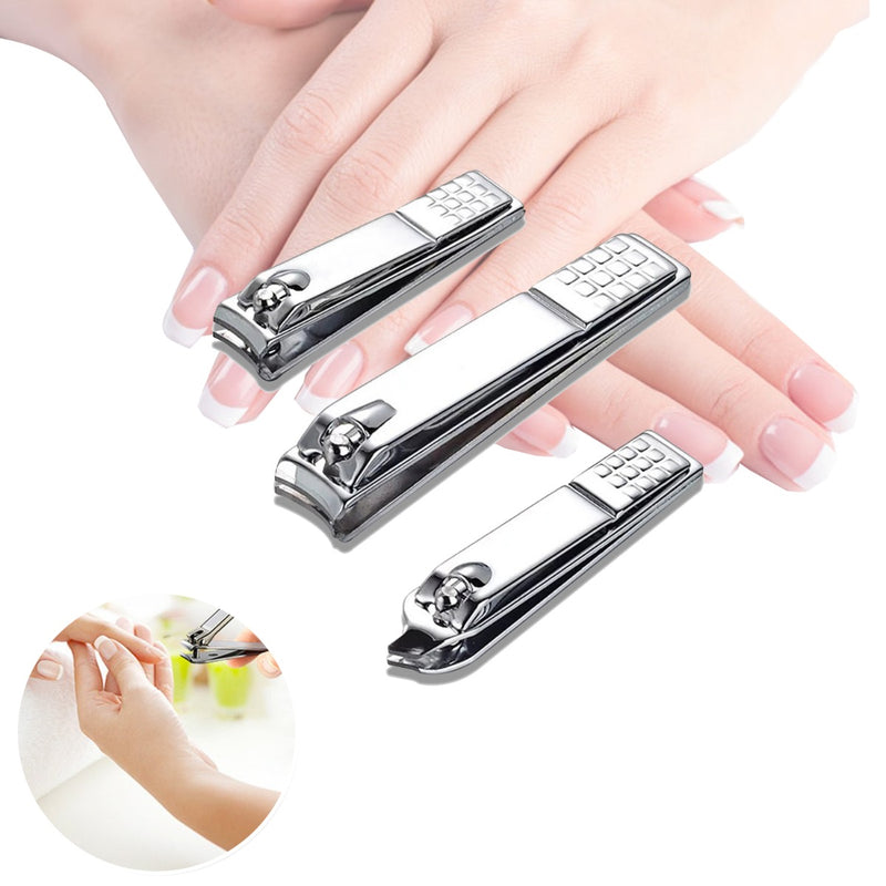 Nail Clipper Cutter Set Stainless Steel with Case for Fingernail, Toenail, Manicure Pedicure - 3pcs