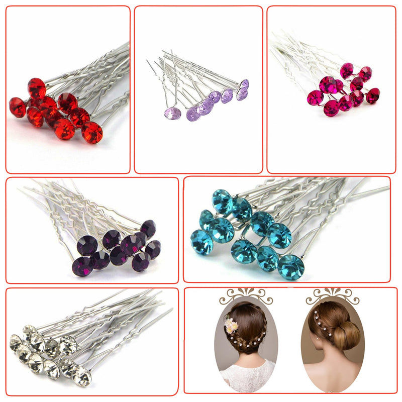 Crystal Rhinestone Hair Pins for Women Braids, Bun, French Rolls Hair Style Accessory