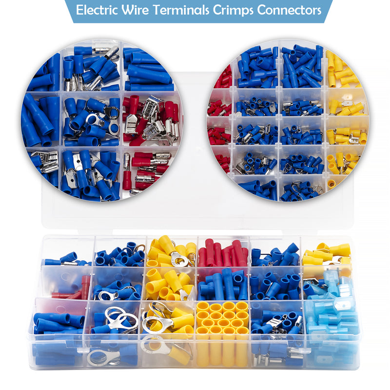 Crimp Connectors Tool Kit Set Containing Male & Female, Ring, Piggy Back and Butt Splice