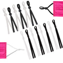 Silicone Cord Locks Toggles Black & White With 5mm Wide Elastic Ear Loop Adjuster Buckles