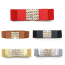 11mm Diamante Elasticated  Stretchable Clip-ons Waist Belt, Women Fashion Accessory