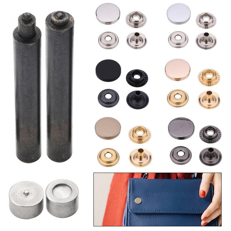 12.5mm/15mm Press Studs Snap Fasteners With Fixing Hand Tool For DIY Projects, Leather Crafts