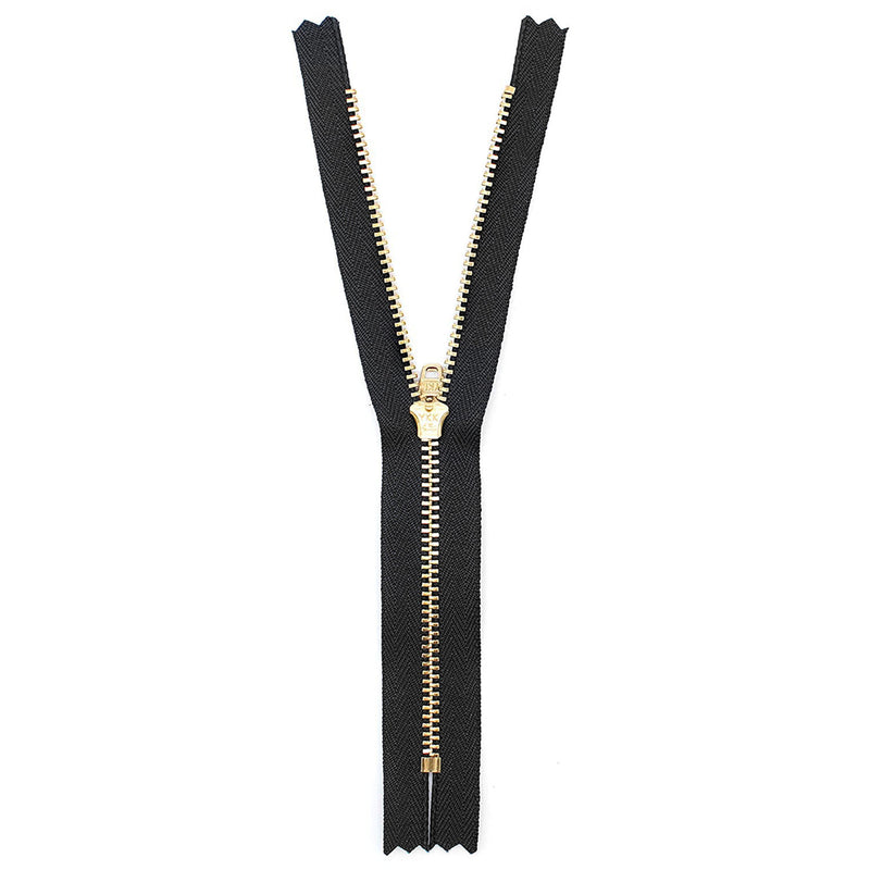 YKK Heavy Duty Close End Black Nylon Zipper Golden Brass Teeth For DIY Craft  Jeans