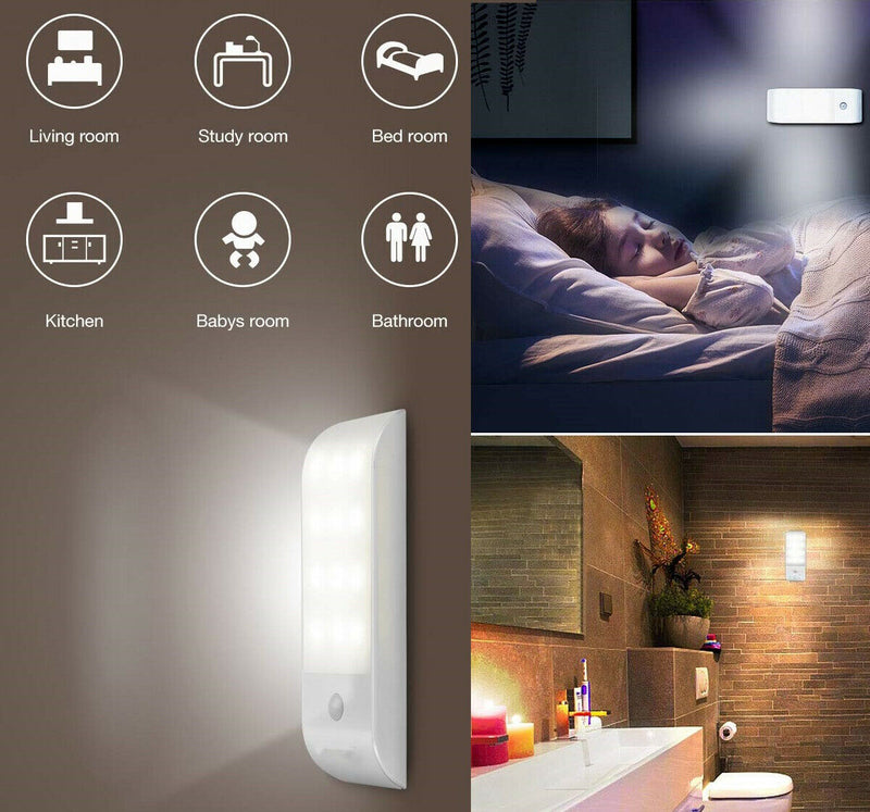 Motion Sensor Under Cabinet Lights Lithium Battery USB Rechargeable Adhesive LED Wall Lamps Drawer Kitchen Wardrobe Closet Night Lights