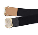 65cm Black Leather Waist Belt with 2 One-Bar Diamante Buckle Belt-Women Fashion Accessory