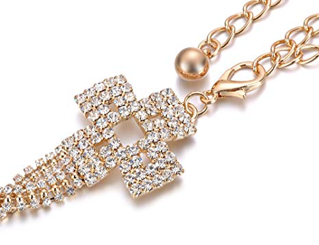 45" Diamante Rhinestone Waist Chain Belts for Women Fashion Grooming- Cross Design