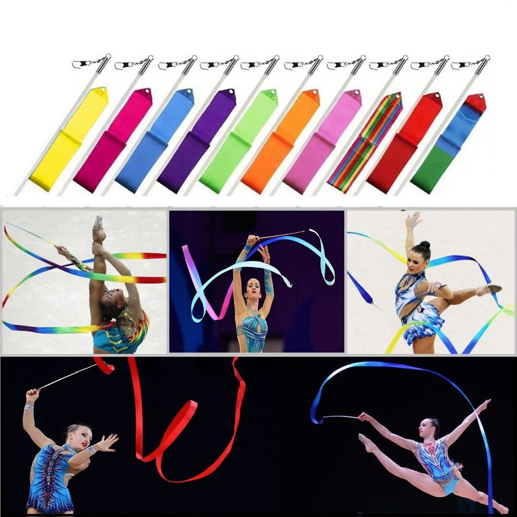 Gym Ribbon Dance Ribbon Rhythmic Gymnastics Ballet Streamer Spinning Stick  Rainbow Stick Training (color : 4, Size : One Size)