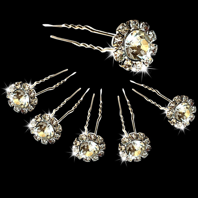 Hair Pins Flower Design Crystal Rhinestones Diamante  Women Hair Styling Accessory