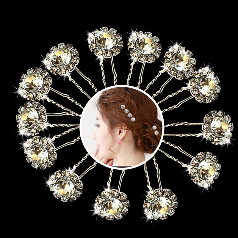 Hair Pins Flower Design Crystal Rhinestones Diamante  Women Hair Styling Accessory