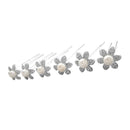10pcs Rhinestones Crystal Diamante Flower Design White Pearl Hair Pins Hairstyling Accessory