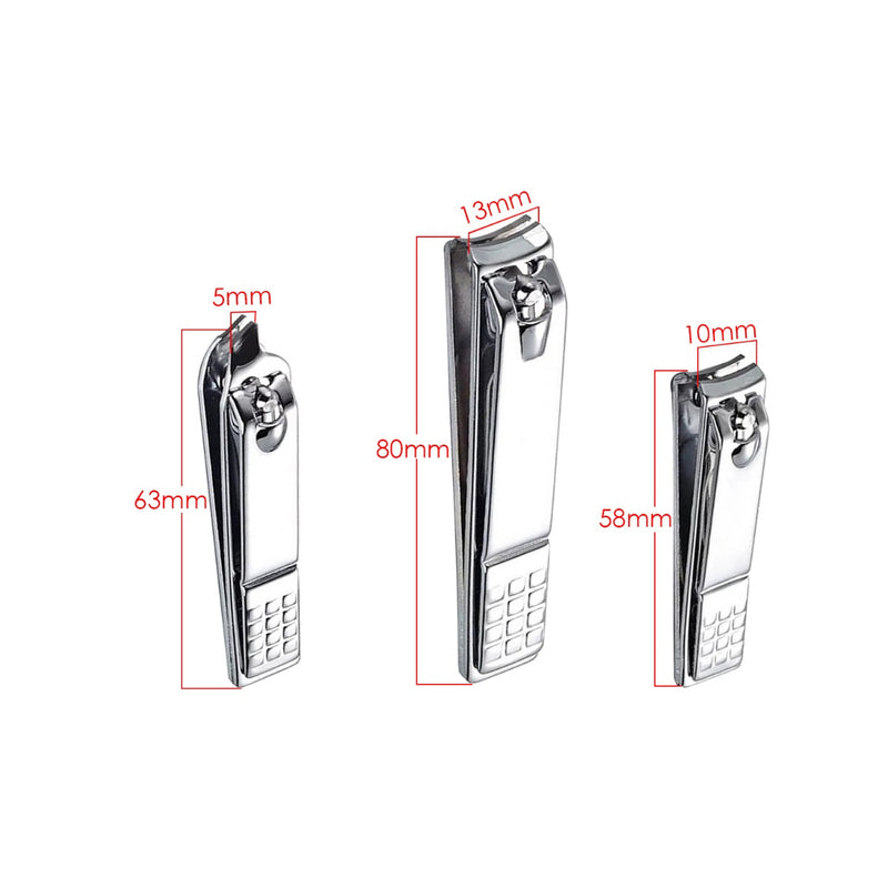 Nail Clipper Cutter Set Stainless Steel with Case for Fingernail, Toenail, Manicure Pedicure - 3pcs