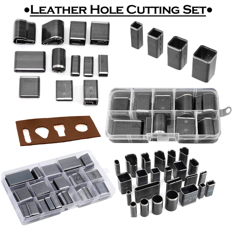 24/39/52-Piece Shape Hole Punch Set, Leather Hole Cutting Set, Hollow Hole Punching For Leather Craft