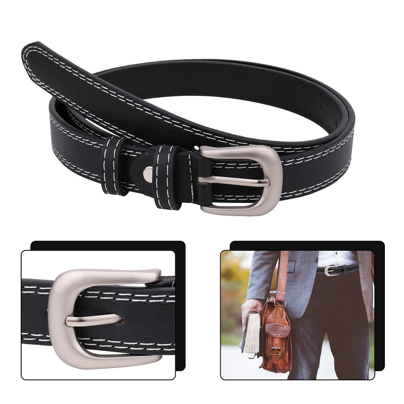 PU Leather Men's Wide Waist Belt With Silver Pin Buckle, 20mm Skinny Adjustable Waistband for Jeans, Trouser, Fashion Accessory