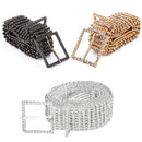 35mm Women's Bling Belt 8 Row Clear Crystal Diamante Studded Metal WaistBand - Gold, Silver, Gunmetal