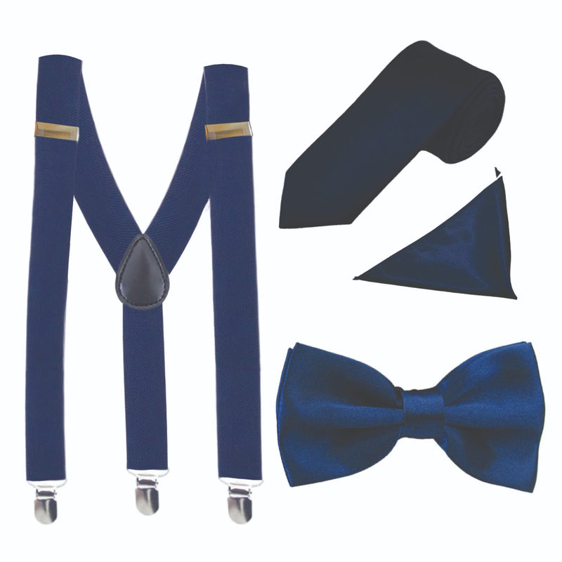 Satin Polyester Men's Braces, Bowtie, Necktie & Handkerchief Set for Casual Formal Wear, Weddings, Prom, Celebration, Parties, Gatherings, Events