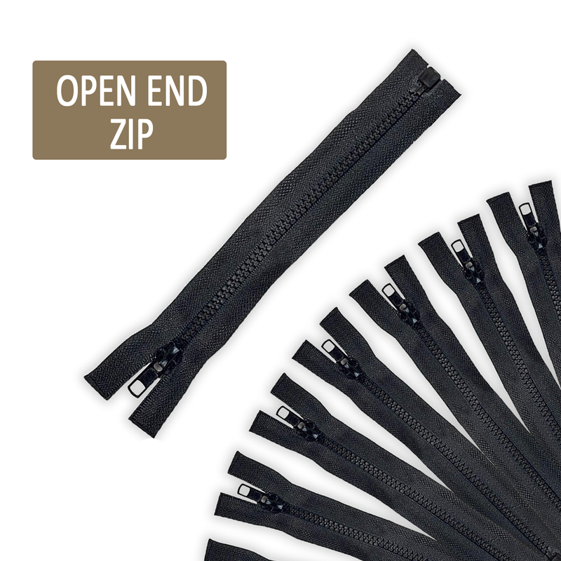 YKK Black Chunky VISLON Zip Zipper, Plastic Teeth Open End Sewing Zipper For Jackets, Coat, DIY Craft Projects