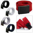 Military Style Webbing Belt Canvas Strap Automatic Metal Clasp Buckle Waist Band