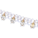 45" Round and Hanging Pearl Chain Waist Belt, Women Fashion Accessory - Baby Pink, Clear 