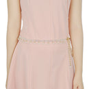 45" Round and Hanging Pearl Chain Waist Belt, Women Fashion Accessory - Baby Pink, Clear 