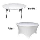Round Spandex Table Linen Stretchable Tablecloth for Banquets, Trade Shows, Cocktail Parties