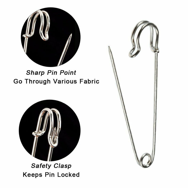 Curved Stainless Steel Safety Pin For Fastening Securing Clothing Crafting