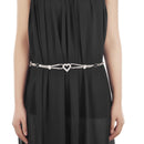 40" Silver, Gold Diamante Mesh Waist Chain Belt with Heart Flower for Women Fashion Accessory