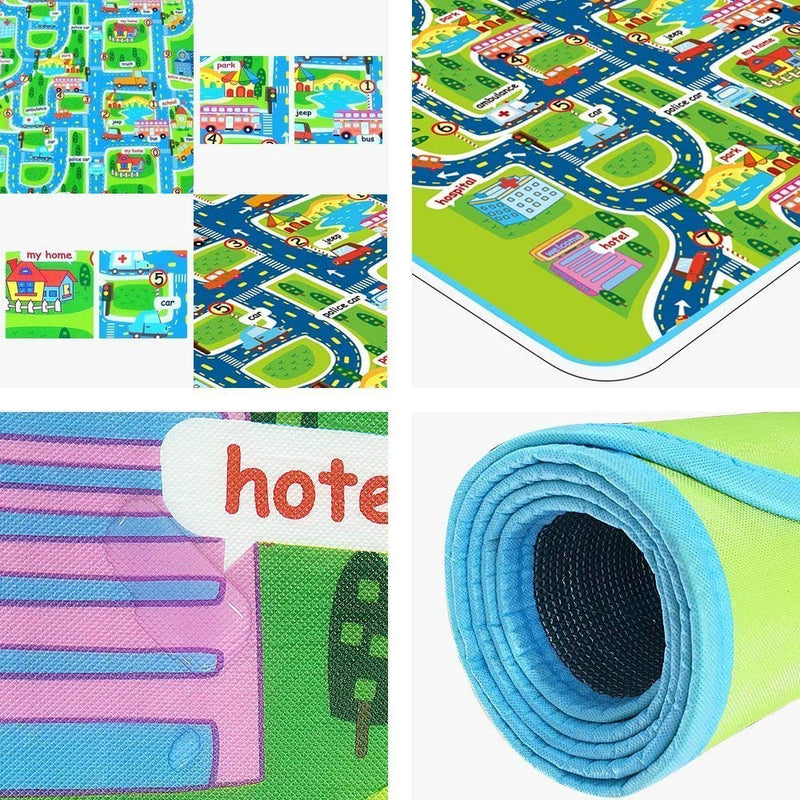 Kid's Printed Play Mat City Town Traffic Map Educational Fun Game with Carry Bag