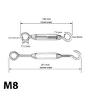 Stainless Steel Turnbuckle Hook Eye Wire Rope Strainer Tension Cable