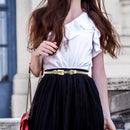 Women's Stretchable waist Belt with Buckle for Fashion Accessory - Gold, Silver