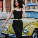 Women's Stretchable waist Belt with Buckle for Fashion Accessory - Gold, Silver