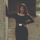 Black Elasticated Waist Belt with Diamante Buckle for Women's Fashion Accessory