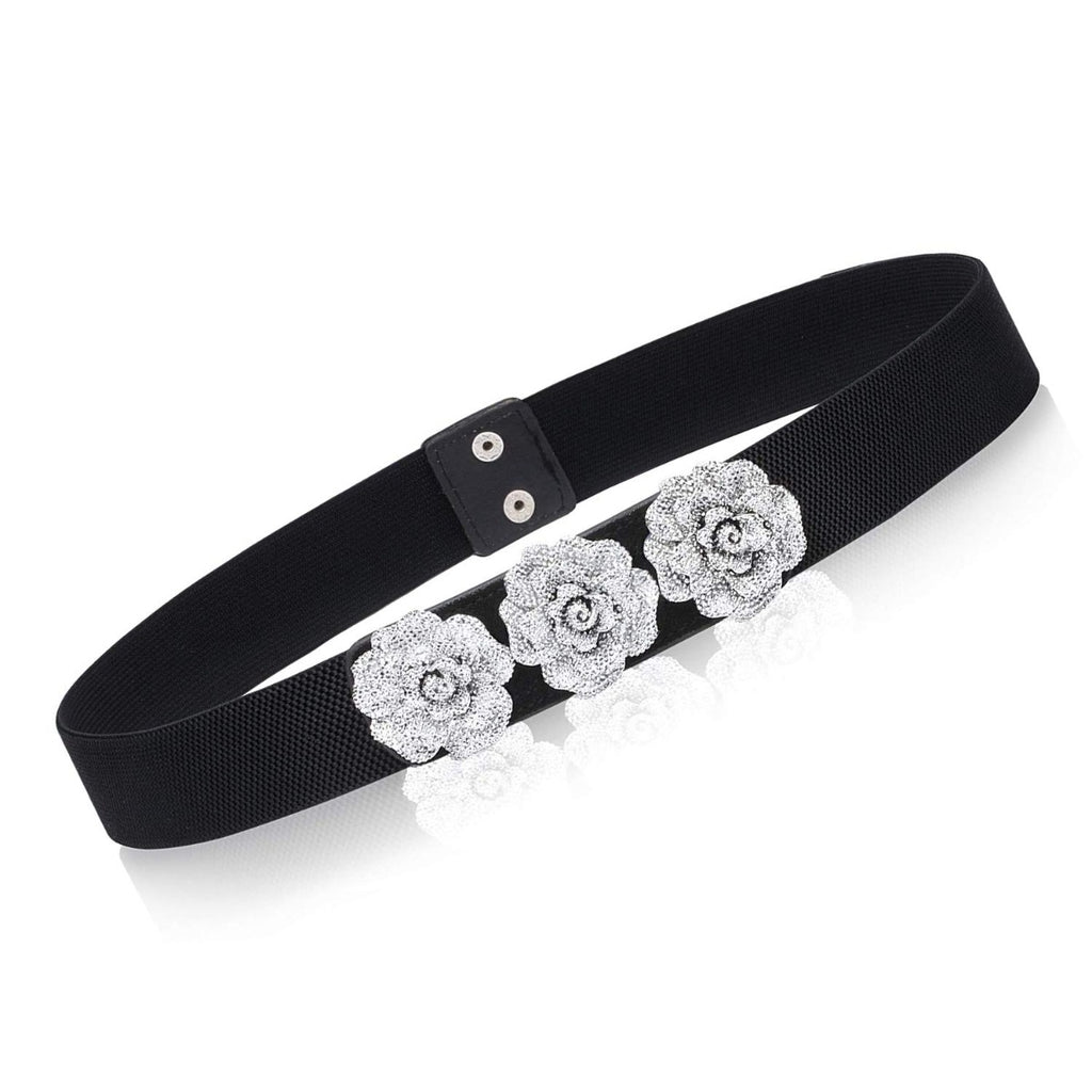 Women's Elasticated Waist Belt Flower Design Embellishment