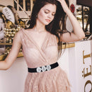 Women's Elasticated Waist Belt Flower Design Embellishment Stretchable Adjustable Waistband for Girls Dresses, Gown, One Piece, Ladies Fashion Accessory