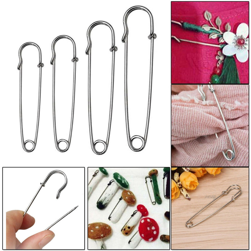 Curved Stainless Steel Safety Pin For Fastening Securing Clothing Crafting