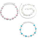 Women's Rhinestone Diamond Design Waist Chain Belt with Hearts & Flowers Fashion Accessory - White, Blue, Pink