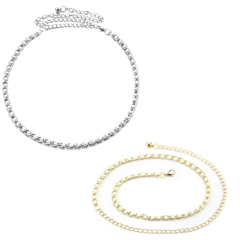 44" Round Pearl Chain Waist Belt, Women Fashion Accessory - Gold, Silver