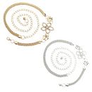40" Center Flower Motif Diamante Rhinestone Waist Chain Belts for Women Fashion Accessory - Gold, Silver