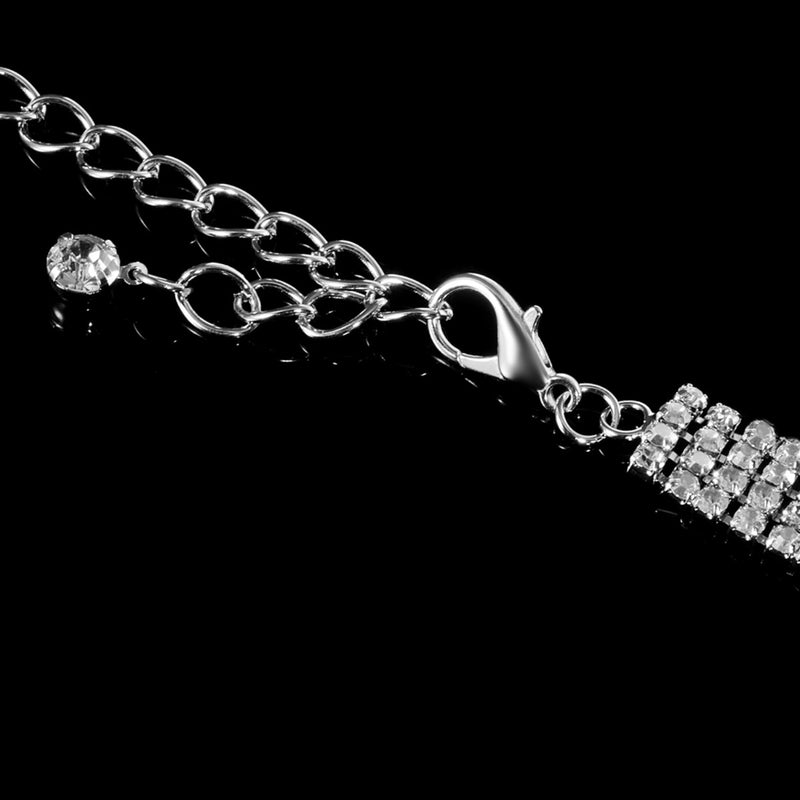 42" Long 4 Row Sliver, AB Diamante Rhinestone Studded Waist Chain Belts for Women Dresses, Women Fashion Accessory